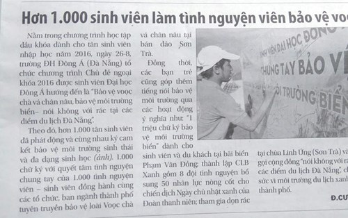 Hơn 1.000 sinh viên làm tình nguyện viên bảo vệ voọc 